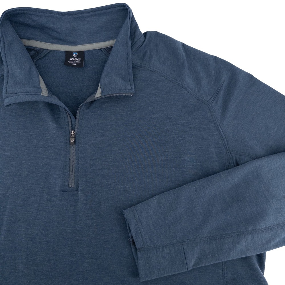 KUHL Mens XXL 1/4 Zip Pullover Blue Heathered Thumbhole Performance Sweater 7297